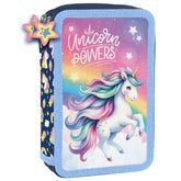 PLUMIER DOBLE RELLENO CON ORGANIZADOR UNICORNIO ARCOIRIS | DERFORM